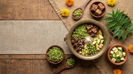 Celebrate Ugadi with traditional foods in this flatlay from India showcasing rich culture