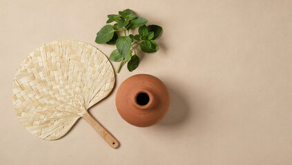 Ugadi celebration flatlay showing traditional items for cultural festivity in India