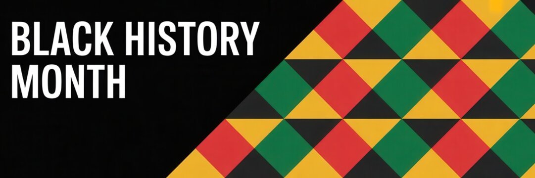 Black history month banner with panafrican colors pattern