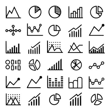 Modern business analytics vector icon set for ui, web, and print design