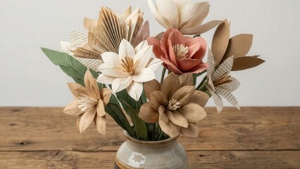 Beautiful Paper Flower Bouquet in Vase