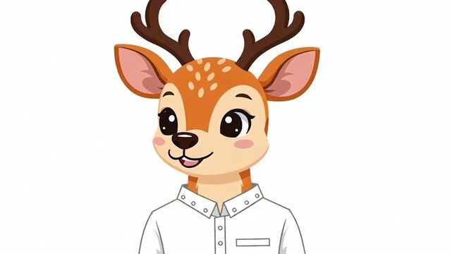 Cute cartoon deer in a white shirt