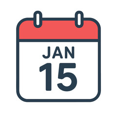 Print Calendar Icon Displaying January 15