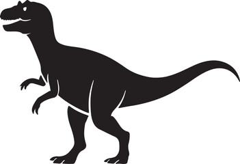 Black silhouette of a Tyrannosaurus Rex dinosaur with white accents on a white background