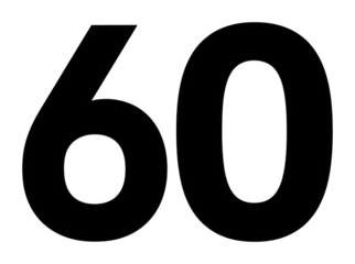 Dynamic number 60 in bold minimalist design isolated on transparent background