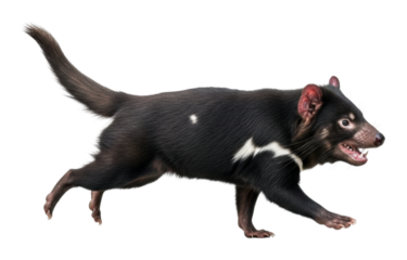 Tasmanian devil running in nature wildlife action isolated on transparent background