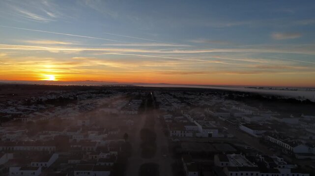 Stunning Sunrise Over El Rocio Village, Almonte, Huelva, Spain
