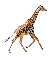 Fototapeta premium Giraffe walking in nature animal isolated on transparent background