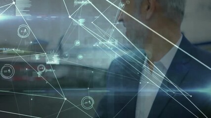 Network connections and data processing animation over businessperson in office - Powered by Adobe