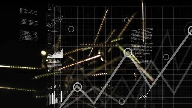 Animation of graphs and charts overlaying mechanical components in school setting