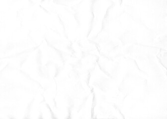 Blank vintage white paper texture with a crumpled and wrinkled surface featuring a rough creased...