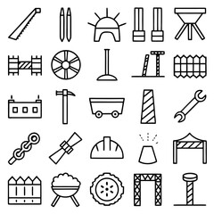 Obraz premium Industrial construction vector icon set for ui, web, and branding