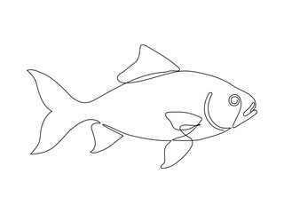 Obraz premium A continuous line drawing of a fish swimming in a minimalist graphic style.