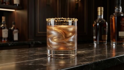 Elegant Whiskey Old Fashioned with Ice and Garnish