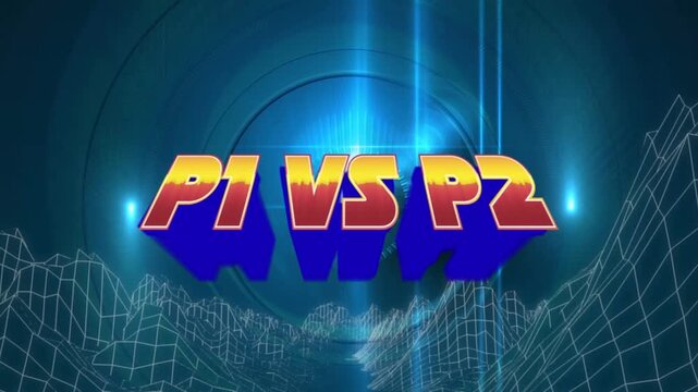 Animation of p1 vs p2 in metaverse space on navy background