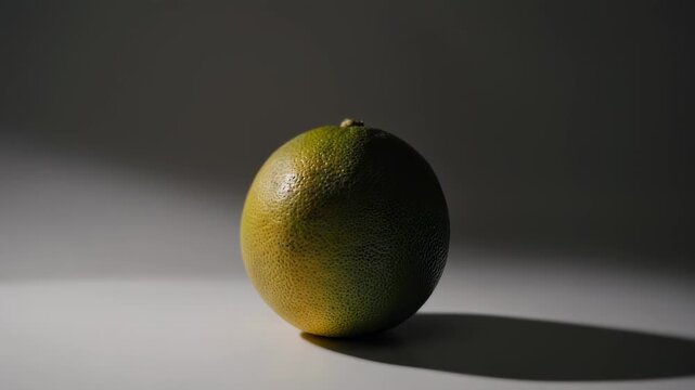 Studio lighting and shadows on a green pomelo fruit providing dramatic contrast