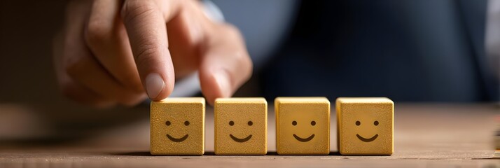 Customer Satisfaction Survey: Client Feedback, Rating, Review, Evaluation; Choose Quality Service, Best Performance, Positive Reputation, 5-Star Support, Excellent Assistance, Happy Businessman