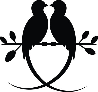 Lovebird Long Tail Branch Silhouette
