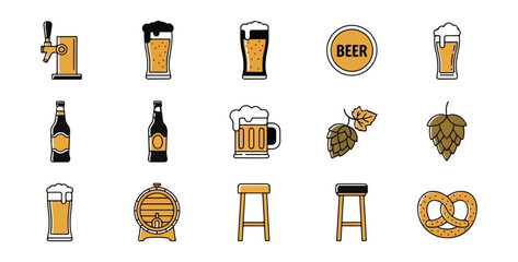 Beer icon set vector illustration for beverage design