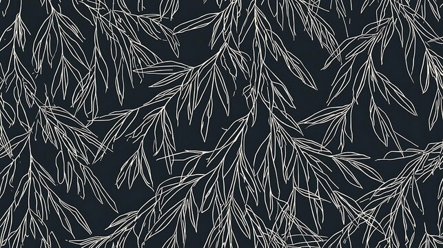 Dark blue background with white pine tree branches pattern design