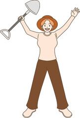 woman holding shovel