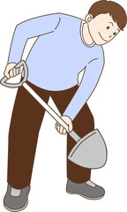 man digging ground with shovel