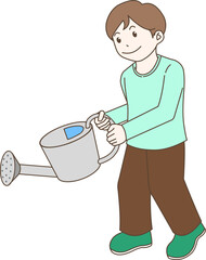 person watering plants