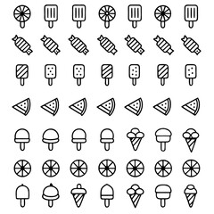 Fototapeta premium Delicious ice cream and fruit vector icon set