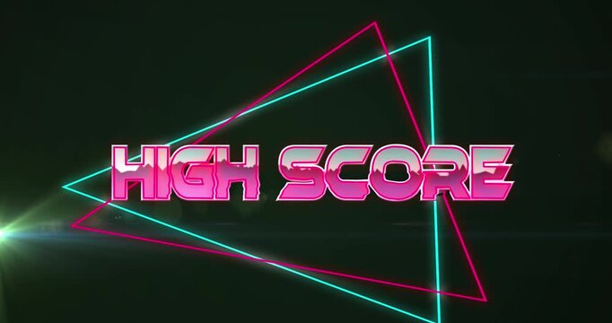 Animation of challenge unk text in pink metallic over neon lines