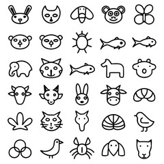 Fototapeta premium Cute animal vector icon set for web and ui design