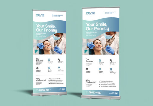 Dental Clinic Roll Up Banner Design