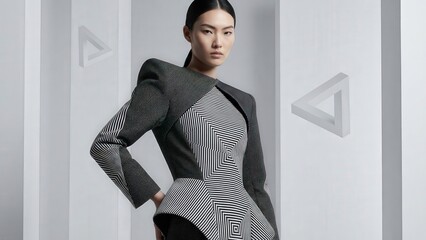 Modern Geometric Fashion with Bold Patterns