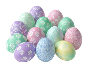 Obraz premium Decorating colorful easter eggs for spring celebrations at home isolated on transparent background