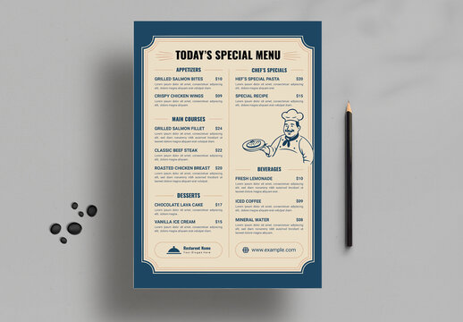 Modern Clean Restaurant Food Menu Design Template