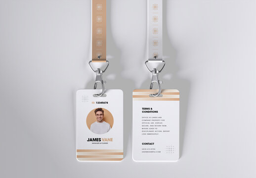 Modern Office ID Card Design with Lanyard for Corporate Employee Identity
