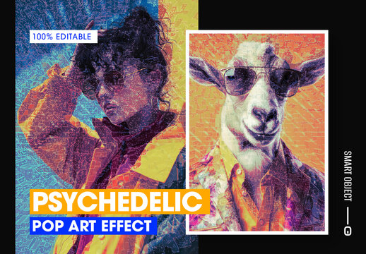 Psychedelic Pop Art Photo Effect with Vibrant Abstract Texture