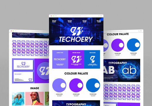 Technology Brand Board Template With Logo System