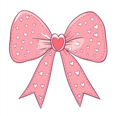 Ribbon bow girly cute decorate with heart illustration pattern pink.