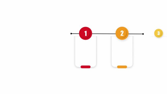 animated video of business infographics rectangle shape 4 and 5 steps with check in sign for workflow, presentation, 4k