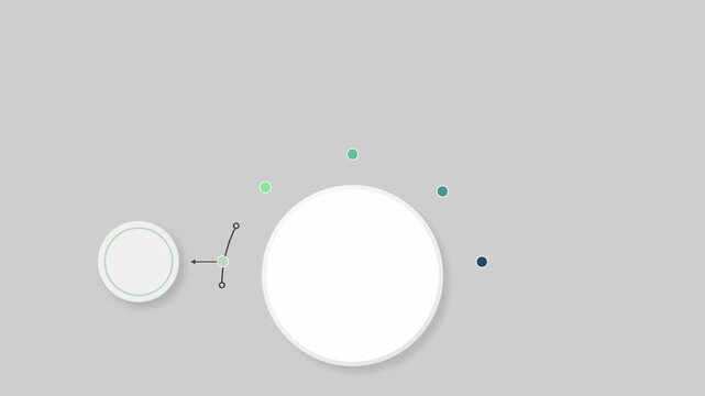animated video of business infographics multi color circle shape  5 steps for workflow, presentation, 4k animation