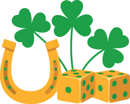 Lucky Dice with Shamrock St Patrick&rsquo;s Day Vector