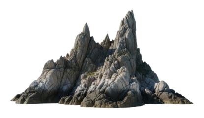 Rocky mountain peaks nature scene digital view isolated on transparent background