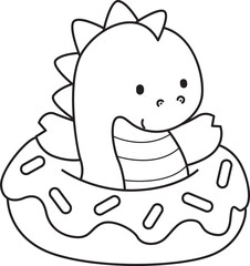 Obraz premium Coloring book of cute Dinosaur character clip art for children. Outline of Dinosaur 