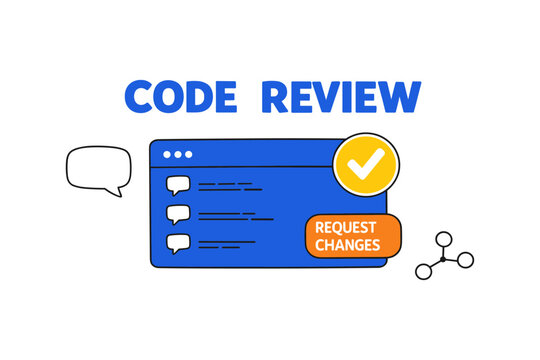 Code review interface with feedback icons and request changes button