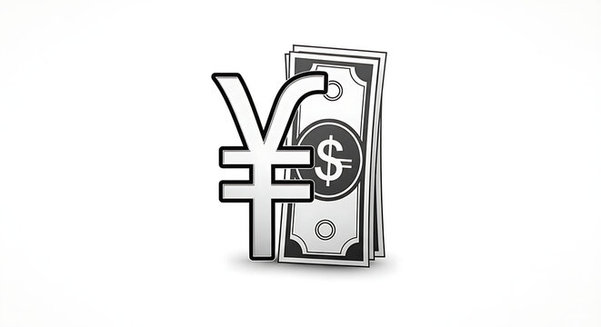 Yuan and us dollar currency symbols with banknotes in illustration Ai Generated - Powered by Adobe