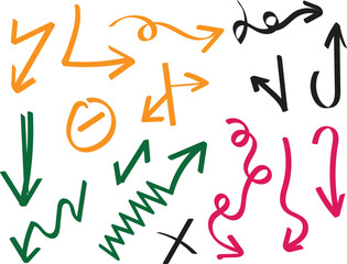 A collection of colorful arrows and symbols on a white background
