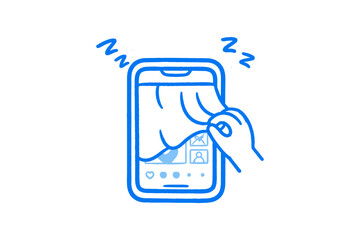 Fototapeta premium Hand pulling curtain on smartphone screen symbolizing privacy concept