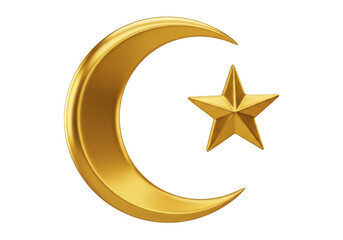 golden crescent and star symbol for ramadan eid mubarak celebrations