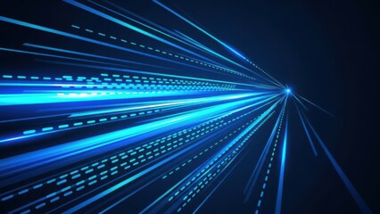 High Speed Fiber Optic Data Stream with Blue Light Trails