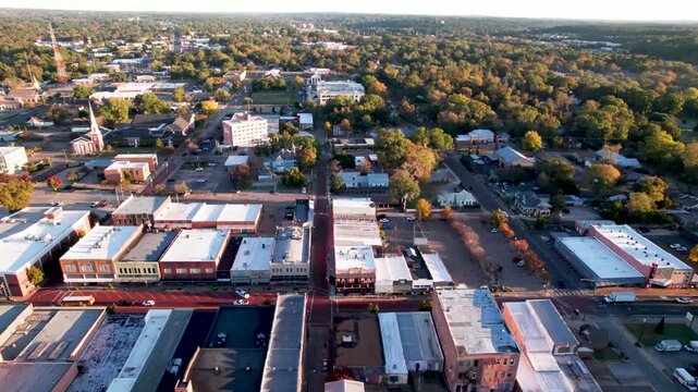 Aerial footage of the city of Nacogdoches, Texas shot in November 2025.